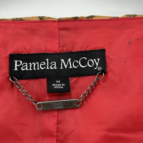 Pamela McCoy Vest Women's Leopard Pleated Sheer Zip Closure Lightweight Brown M - Picture 7 of 7