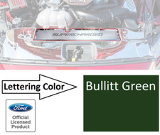 Radiator Cover Plate Supercharged Bullitt Green Letters For 2015-2017 Mustang Gt Radiator Cover Plate Supercharged Bullitt Green Letters For 2015-2017 Mustang Gt