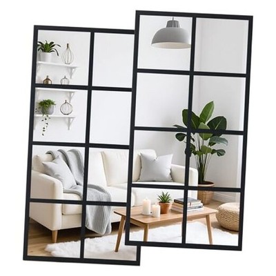  Wall Mirror 16'' x 3'', Set of Rectangle Window Pane Decorative 16'' x 32'' IN 2