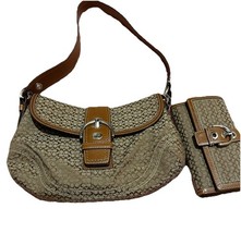 Coach F12309 Beige Signature C Soho Shoulder Bag  Matching Wallet Designer Set