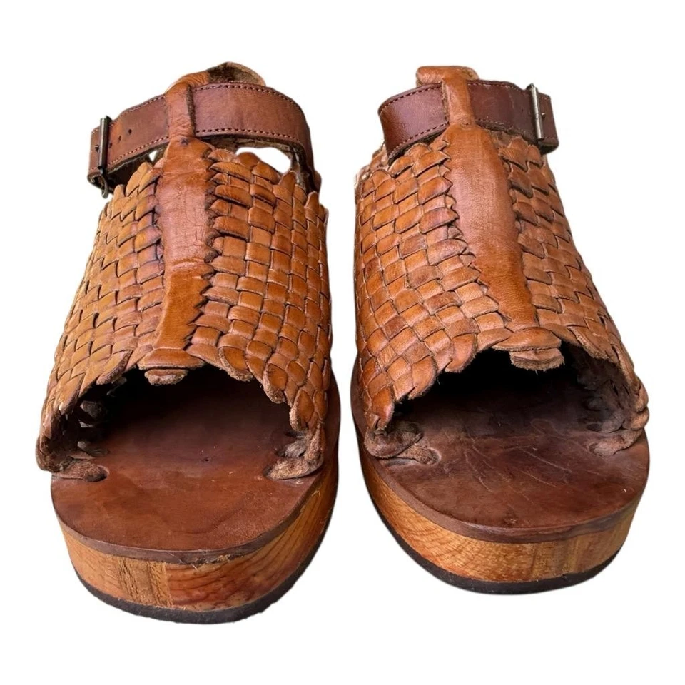 Vintage STUFF by Frank Sbicca Platform Cut Out Wood Wedge Sandal Women size 6 - Image 4 of 4