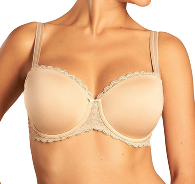 Chantelle Merci Außenträger-BH Memory-Schale T-Shirt-BH mit Bügel Beige Neu