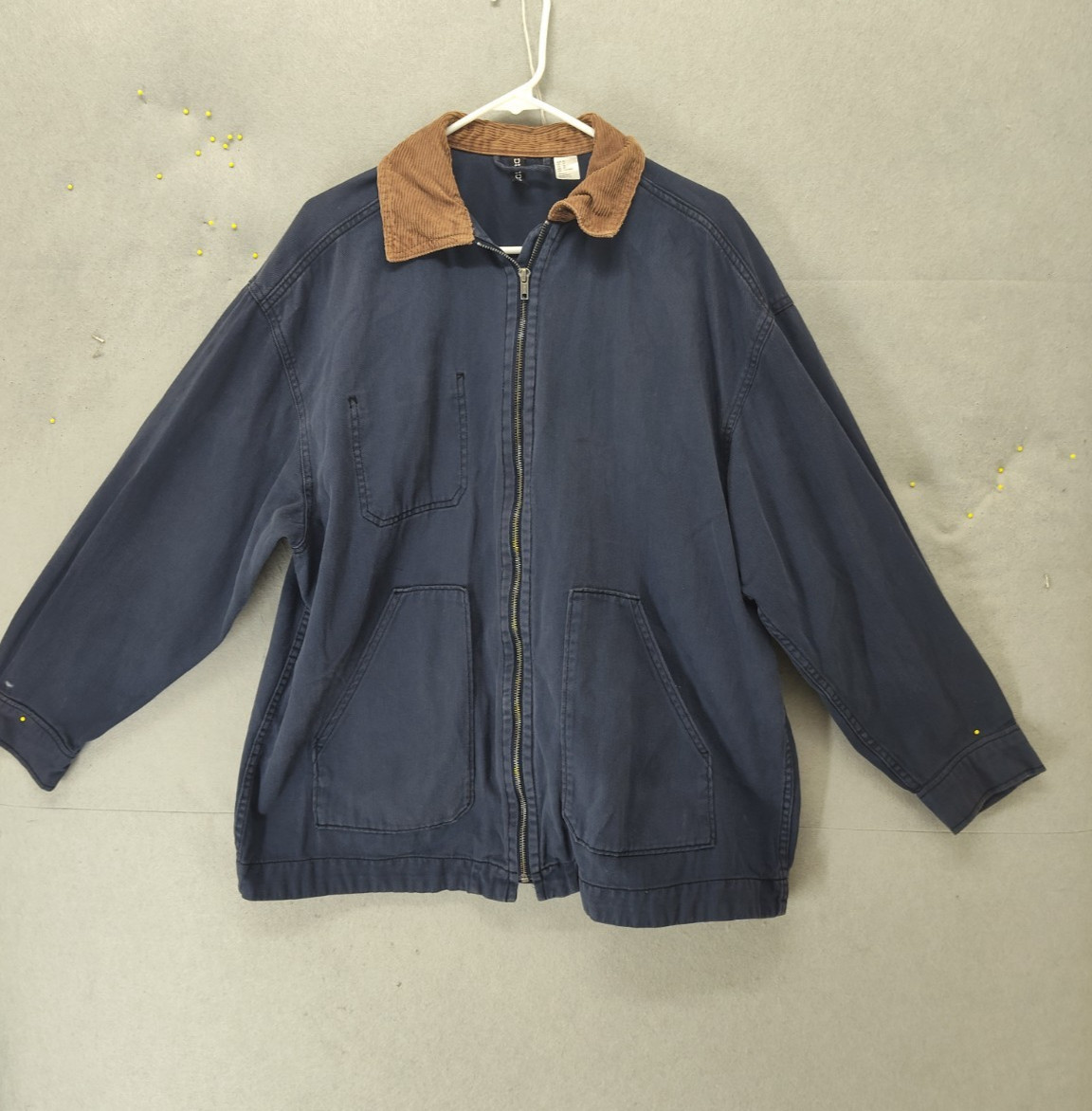 Divided H M Men Jacket Medium Blue 100% Cotton Full Zip Regular Corduroy Collar