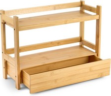 Sorbus Bamboo Bathroom Counter Organizer   2-Tier Shelf with Hidden Drawer for