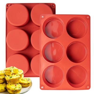 Silicone Egg Molds Frittata Pan, 2 Pack Starbuc Bites Round-2pcs, Maroon