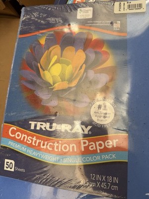 Tru-Ray Construction Paper, 50% Recycled, 12'' X 18'', Blue, 4 Packs of 50