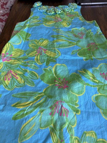 Lilly Pulitzer Girls Size 14 Green Blue Tropical Floral Shift Dress