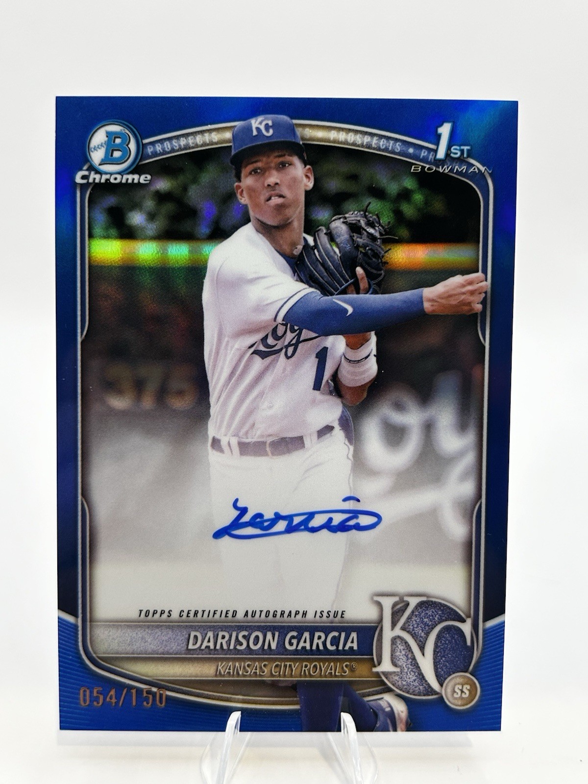 Darison Garcia 2025 Bowman Chrome Blue Refractor Auto /150 1st Royals
