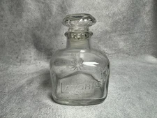 Vtg Lavoris Mouthwash Advertising Glass Apothecary Jar w/ Stopper Clear 4 1/4" H