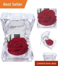 Preserved Rose Real Forever Rose in Mini Clear Ring Box, Eternal Flower Gifts