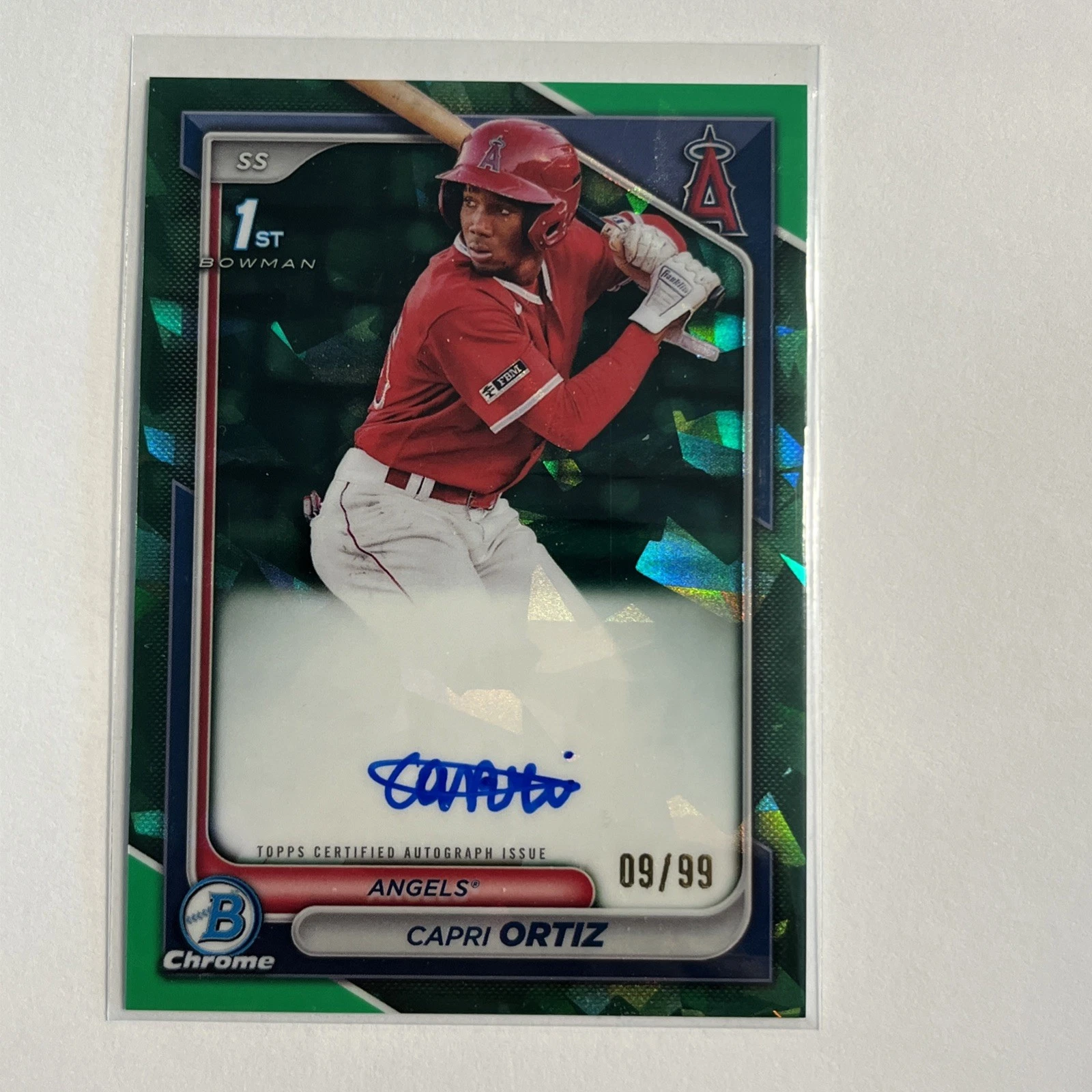 2024 Bowman Chrome Sapphire Capri Ortiz Green 1st Bowman Auto /99 Angels