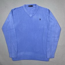 Polo Ralph Lauren Sweater Mens XL Light Blue Cashmere V Neck Black Label Knit