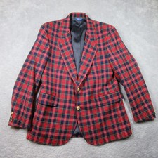 Vintage Pendleton Blazer Mens 42 Tartan Plaid Wool Sport Coat Holiday 2 Button