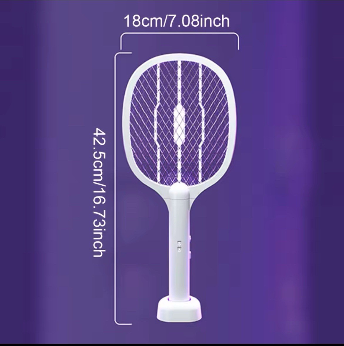 Electric Hand Held Mosquito And Bug Zapper Racket 2 In 1 Fly Swatter.