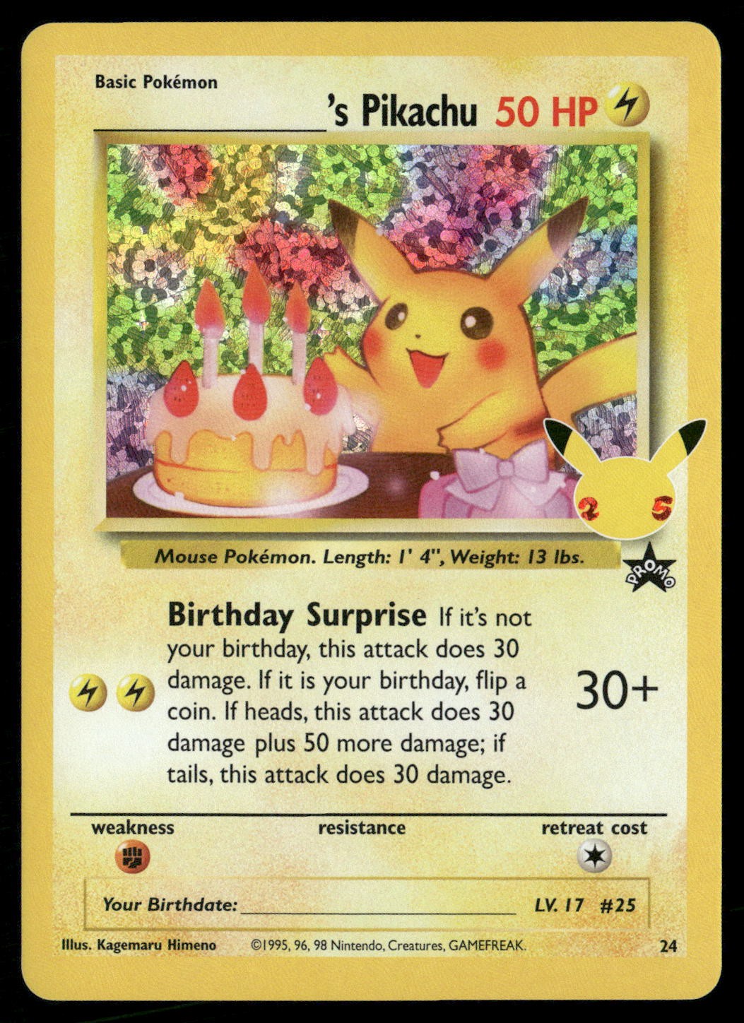 _____'s Pikachu 24 Celebrations: Classic Collection Pokemon Holo NM/M 1