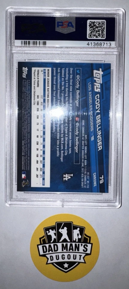 2017 Topps Chrome Cody Bellinger Rookie Card #79 Los Angeles Dodgers PSA 10 - Image 2 of 2