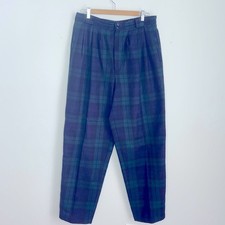Vintage Collectible Gold wool tartan plaid academic pleated trousers