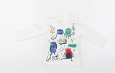 Boys UK Size 0-3 Months F&F White Basic T-Shirt