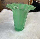 Carder Steuben Green Ribbed Signed Art Glass Vase Ribbed Design!