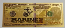 The Few, The Proud United States Marine Corps Novelty 24K Gold Plated Note Bill 