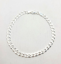 925 Sterling Silver 5mm Flat Curb Link Bracelet 7.75" - 4.26gr