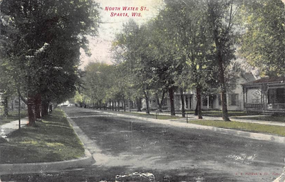 #ad Postcard WI: North Water Street Sparta Wisconsin DB Posted 1907 $4.95