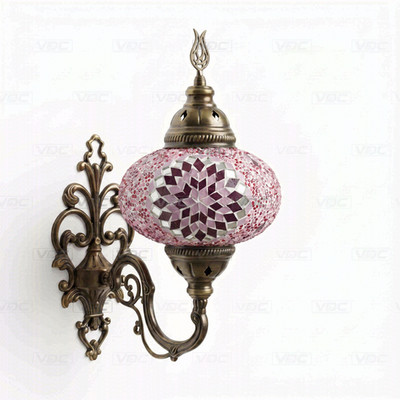 Rosa türkische Mosaik Wandleuchte - Handarbeit marokkanische Vintage Wandleuchte
