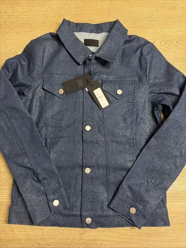 Monfrere Stingray Print Dean Denim Jacket Blue Snap Button Mens Size S NWT $478 - product listing photo