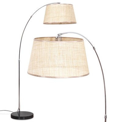 HOFSTEIN Reggio Stehlampe Metall/Papiergeflecht/Stoff Schwarz/Chrom/Natur/Beige