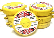 BRADY YELLOW HINGED GATE VALVE LOCKOUT DEVICES 65591 HANDLES 2.5-5" (LOT OF 7)