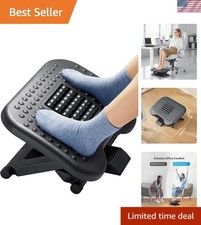 Adjustable Foot Stool with Massage Roller - 3 Heights & 30° Tilt for Relaxation