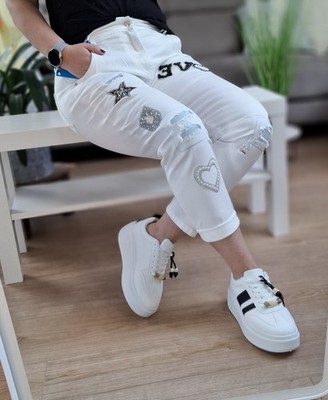    Sexy S. Woman Baggy Boyfriend Jeans Hose Love Strass Print SW1304