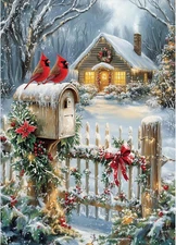 Winter Cardinal Diamond Art Kits for Adults, Winter Diamond Painting for Beginne