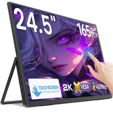 24.5" 2K 165Hz Portable Monitor Touchscreen w/180° Adjustable Kickstand & VESA