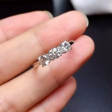 1.50 Carat Round Cut Three Stone Wedding Engagement Ring Solid 14K White Gold