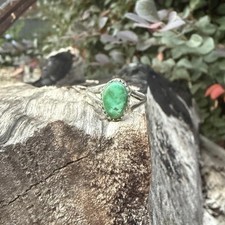 Vintage Navajo Sterling Silver Green Turquoise Ring 6.25 Unsigned