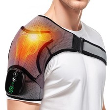 Shoulder Heating Pad with Massage, Cordless Heated Shoulder Wrap for Pain Rel...
