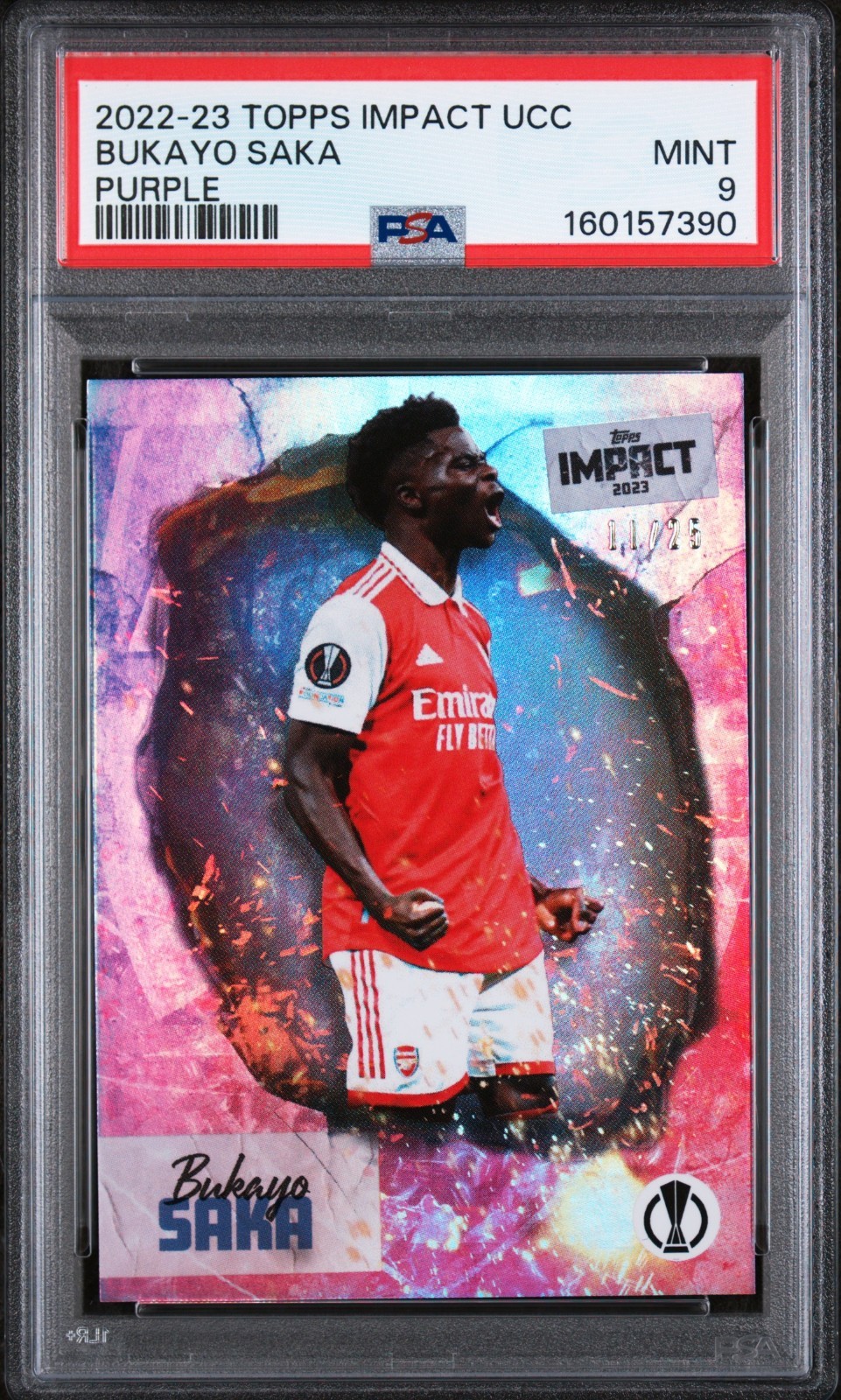 2023 Topps Impact UEFA UCC Purple /25 Bukayo Saka PSA 9 SP