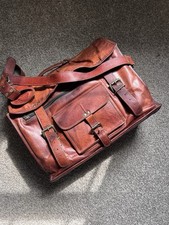Leather Camera Bag Brown Distressed DSLR Mirrorless Messenger 16" Laptop