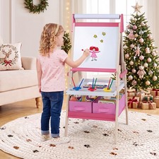 Easel for Kid, Double-sided Kids Easel w/Magnetic Whiteboard  Chalkboard