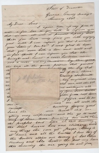 CONFEDERATE CIVIL WAR LETTER - 61st Tennessee Vols - Battle & Railroad Content !