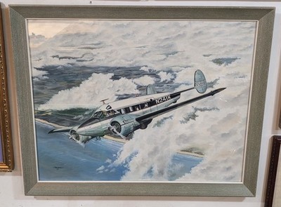 Vintage 1966 Original Drendel 1930s Beechcraft N241K Painting Signed Framed