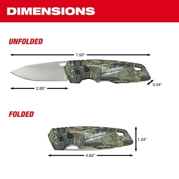 Cuchillo plegable Milwaukee Tool 48-22-1524 Fastback camuflaje Foto 3 de 4