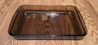 VTG PYREX 232 Fireside Amber Borosilicate Glass Lasagna 2 Qt Full Length Handles