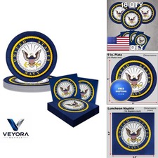 Havercamp U.S. Navy Party Pack 16 Guests 16 Dinner Plates 9" Rd. 16 Napkins