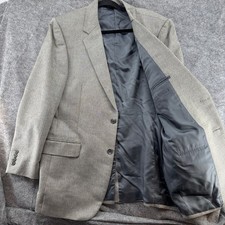 Jos A. Bank Herringbone Blazer L43 Grey Two Button Classic Professional Silk