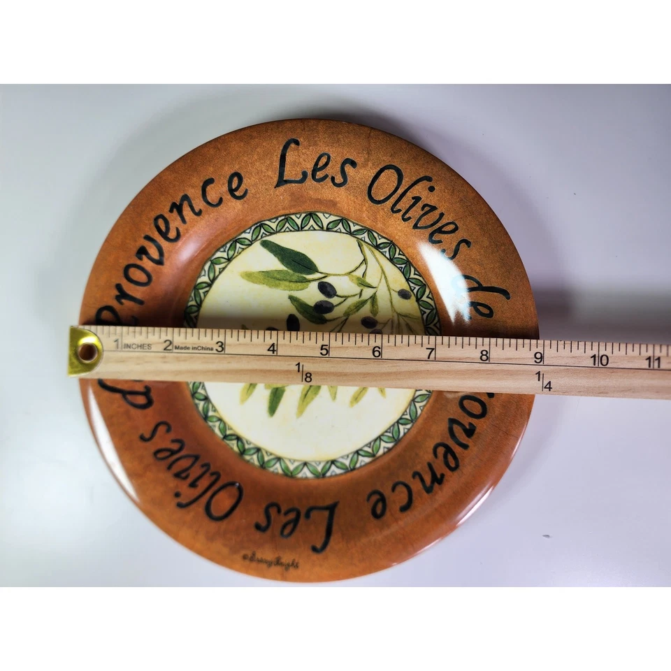 Juego de 4 platos SAKURA Les Olives de Tracey Knight marrón amarillo melamina 9" Foto 3 de 4