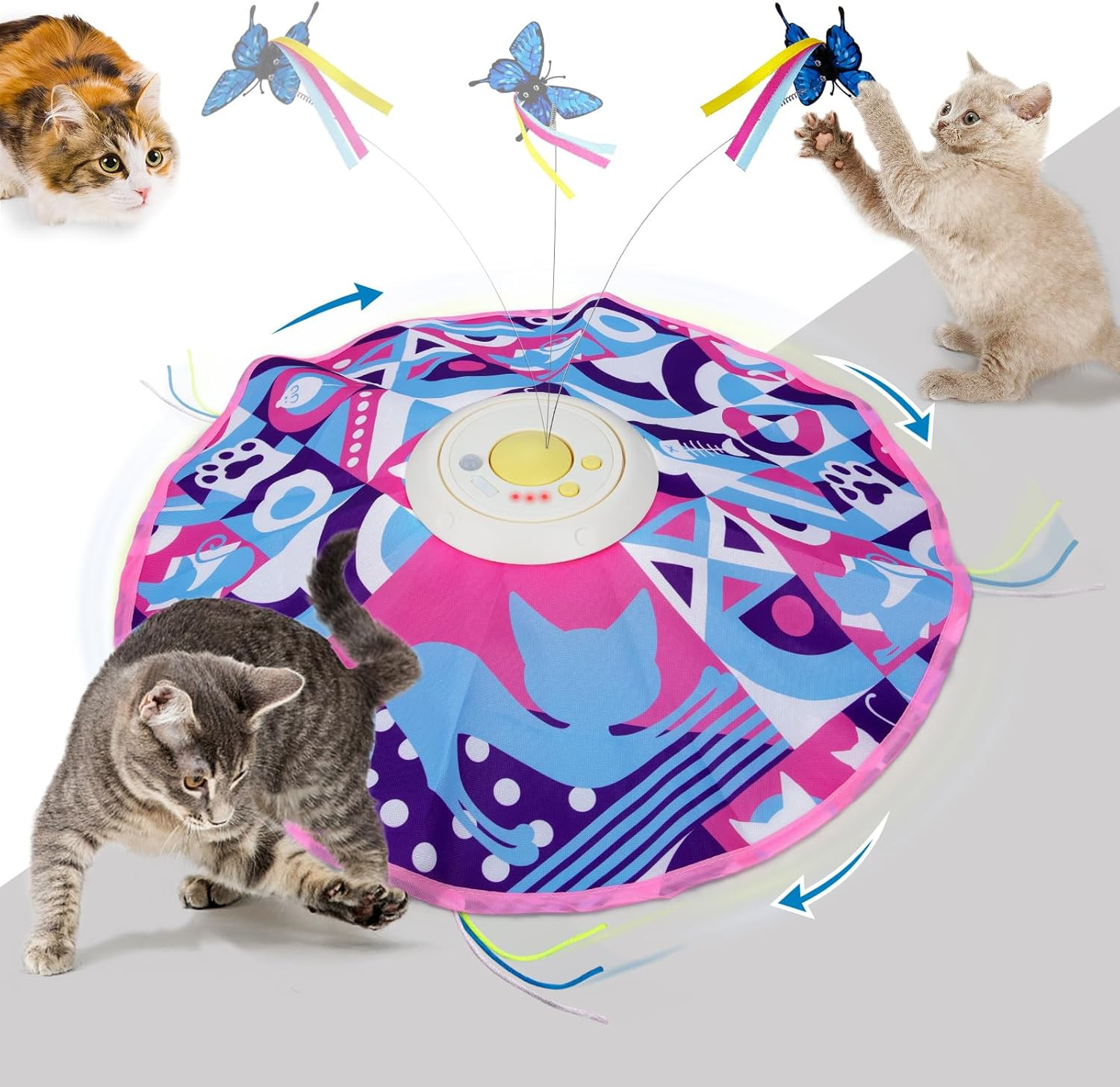 Giocattolo Automatico per Gatti Ricaricabile, 3 in 1 Nascondere E Cercare Gattin