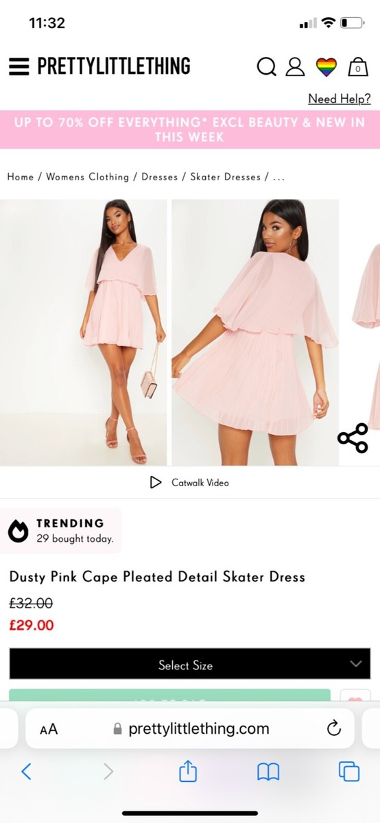 dusty pink cape pleated detail skater dress dusty pink cape pleated detail skater dress