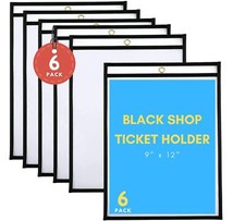 Dry Erase Pocket 9x12 Dry Erase Plastic Sleeves Black Shop Ticket Holders 6 Pack